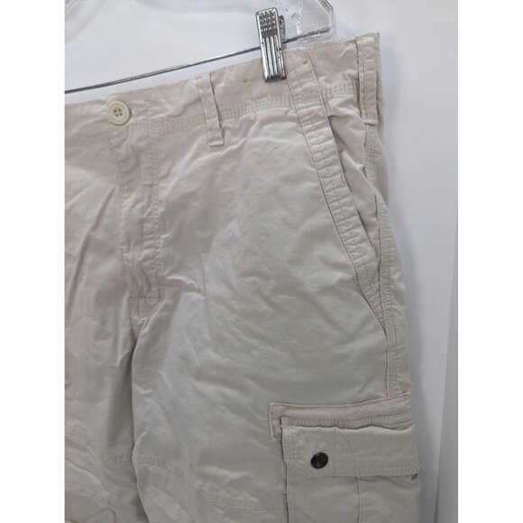 Ruff Hewn Men Beige Flat Front Cotton Blend Cargo Shorts Size 38 - Picture 3 of 10